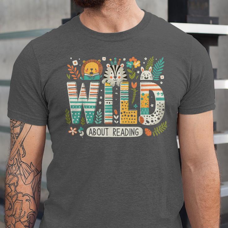 Wild About Reading Bookworm Book Reader Zoo Animals Unisex Jersey T-Shirt Wild About Reading Bookworm Book Reader Zoo Animals Unisex Jersey T-Shirt