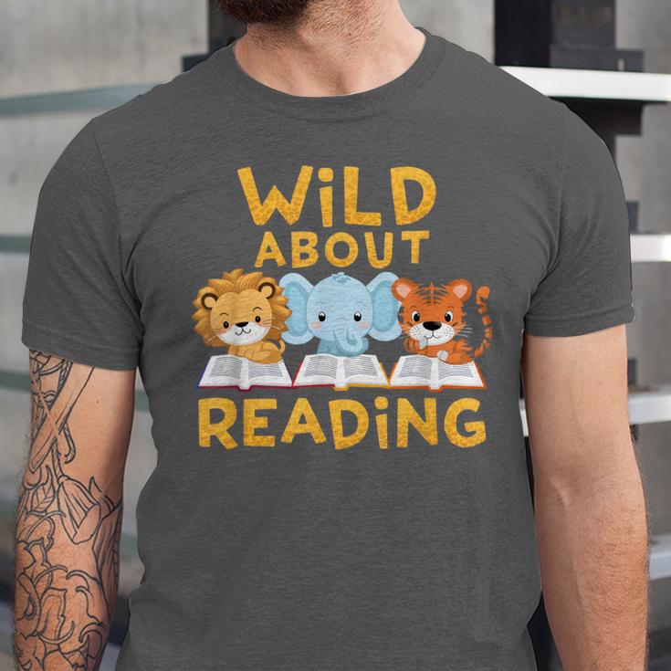 Wild About Reading Cute Animal Book Lover Kids Unisex Jersey T-Shirt Wild About Reading Cute Animal Book Lover Kids Unisex Jersey T-Shirt