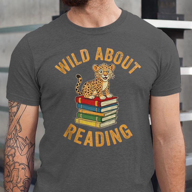 Wild About Reading Cute Leopard Teacher Kids Book Lover Unisex Jersey T-Shirt Wild About Reading Cute Leopard Teacher Kids Book Lover Unisex Jersey T-Shirt