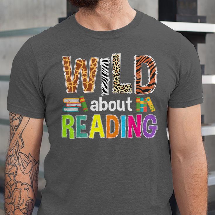 Wild About Reading Library Day Reading Books & Bookworm Unisex Jersey T-Shirt