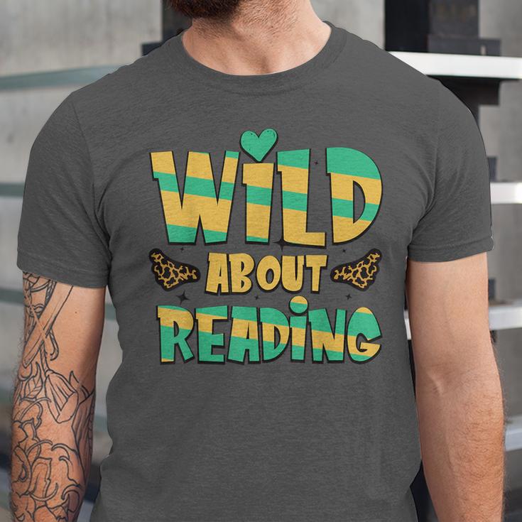 WILD ABOUT READING I Love Books Bookworm Library Day Unisex Jersey T-Shirt WILD ABOUT READING I Love Books Bookworm Library Day Unisex Jersey T-Shirt
