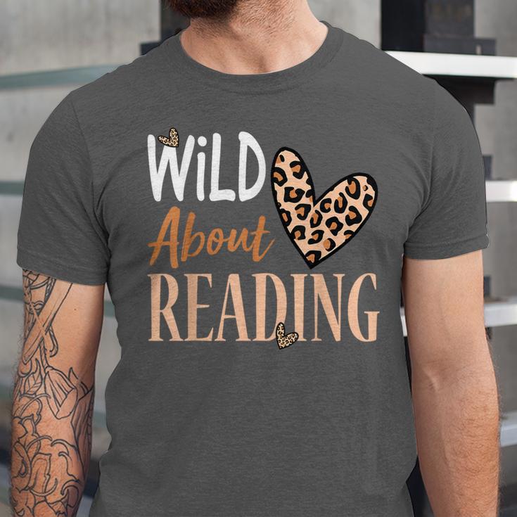Wild About Reading Teacher Books Reader Lovers Leopard Zebra Unisex Jersey T-Shirt