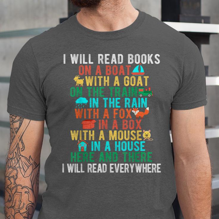 I Will Read Book On Boat Words For Kids Unisex Jersey T-Shirt