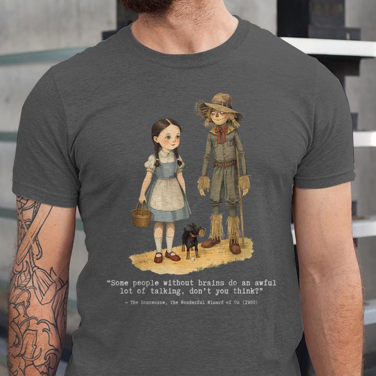 Wizard Of Oz Book Quote Scarecrow Dorothy Retro Drawing Unisex Jersey T-Shirt