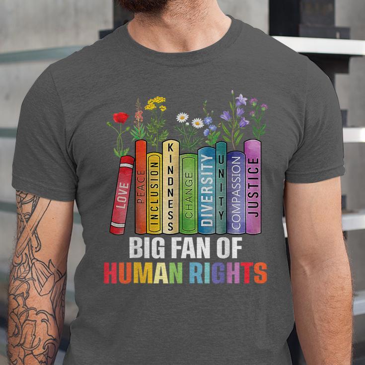 Women Floral Book Big Fan Of Human Rights Liberal Protest Unisex Jersey T-Shirt