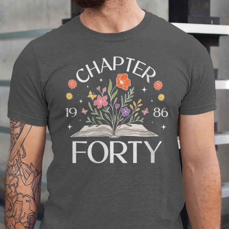 Women's 1986 Chapter Forty 40th Birthday Wildflower Book 40 Year Old Unisex Jersey T-Shirt Women's 1986 Chapter Forty 40th Birthday Wildflower Book 40 Year Old Unisex Jersey T-Shirt