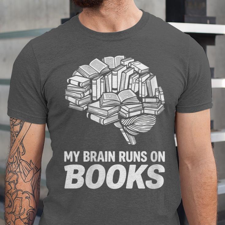 Women's My Brain Runs On Books Reading Bookworm Men Women Unisex Jersey T-Shirt Women's My Brain Runs On Books Reading Bookworm Men Women Unisex Jersey T-Shirt
