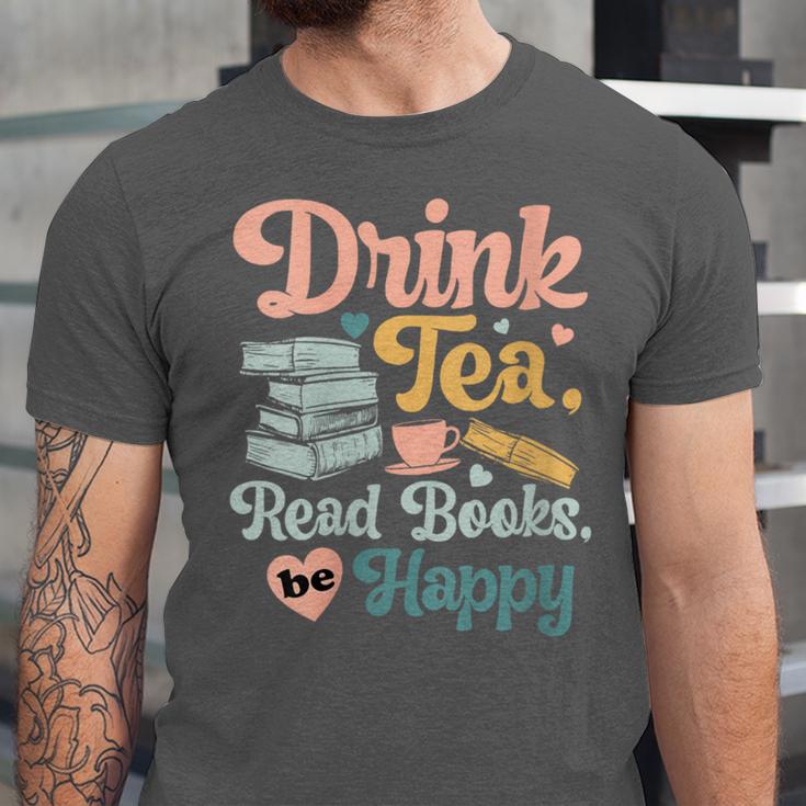 Women's Drink Tea Read Books Nerd Book Reader Book Reading Lover Unisex Jersey T-Shirt
