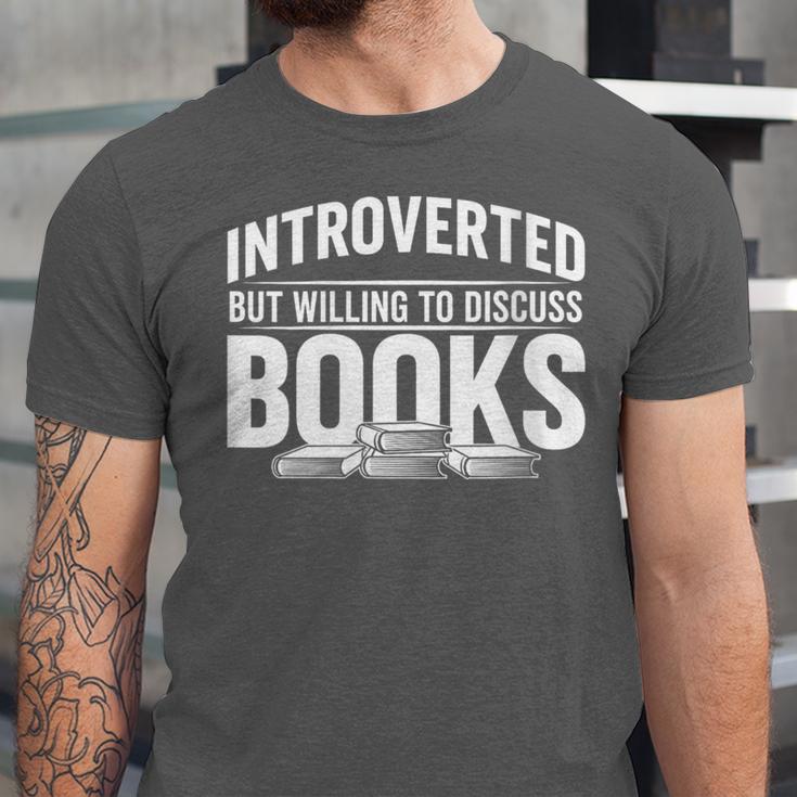 Women's Introverted But Willing To Discuss Books Unisex Jersey T-Shirt