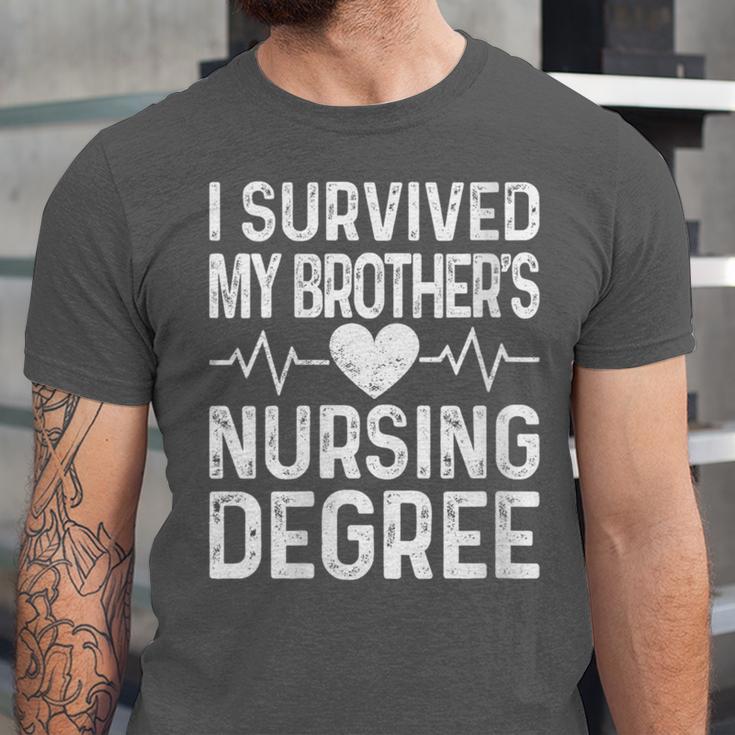 Women's I Survived My Brother's Nursing Degree School Graduation Unisex Jersey T-Shirt