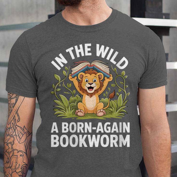 Women's Wild About Reading Book Reader Lion Zoo Animals Kids Unisex Jersey T-Shirt Women's Wild About Reading Book Reader Lion Zoo Animals Kids Unisex Jersey T-Shirt