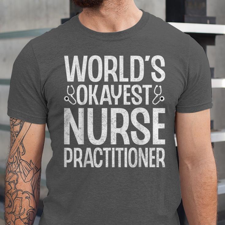 World's Okayest Nurse Practitioner NP Graduation Unisex Jersey T-Shirt