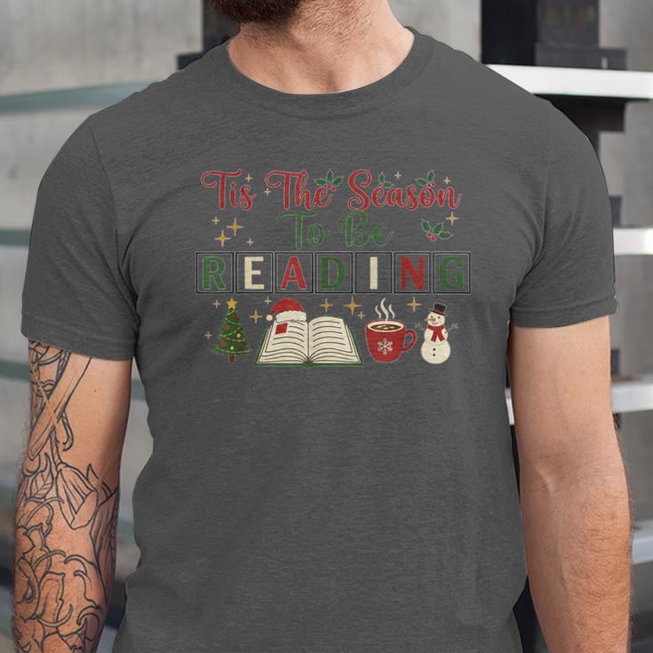 Xmas Books Tis The Season To Be Reading Book Lover Unisex Jersey T-Shirt