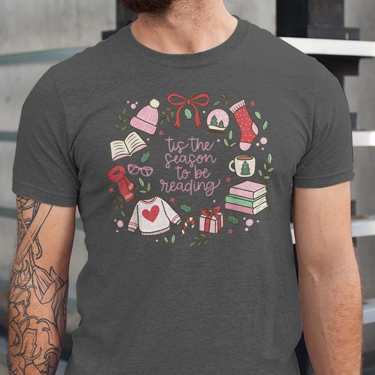 Xmas Tis The Season To Be Reading Books Pajamas Unisex Jersey T-Shirt