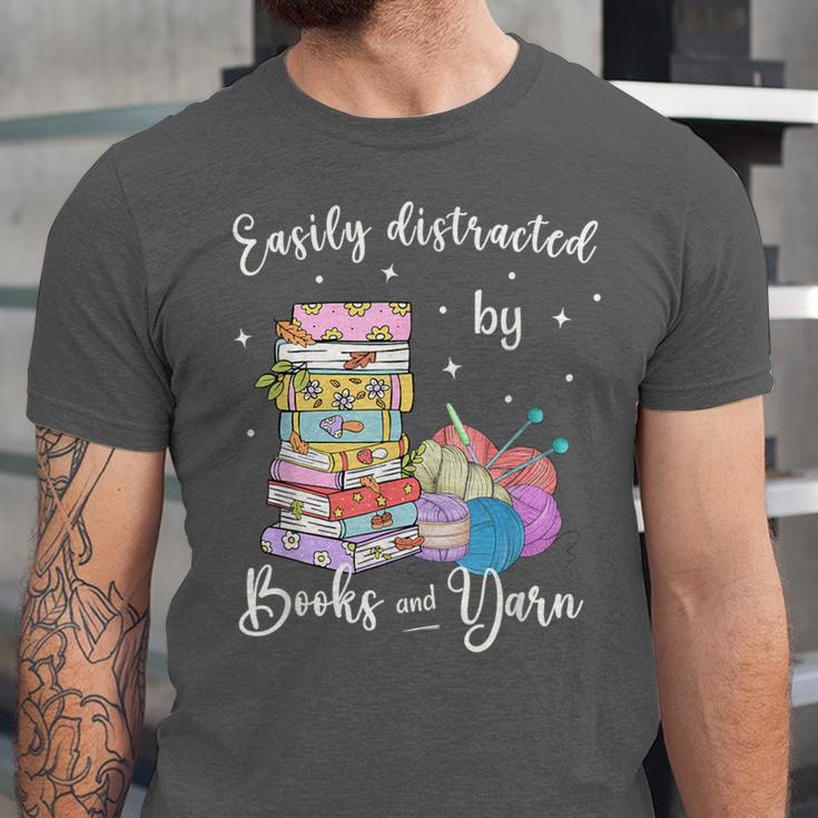 Yarn Quote Easily Distracted By Books And Yarn Reader Unisex Jersey T-Shirt Yarn Quote Easily Distracted By Books And Yarn Reader Unisex Jersey T-Shirt