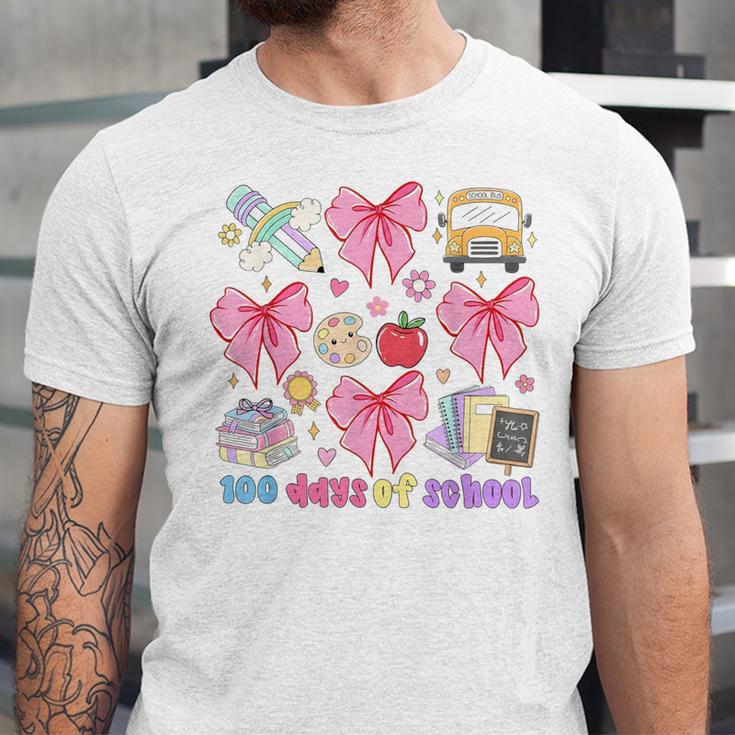 100 Days Of School Coquette Bow School Bus Pencil Books Unisex Jersey T-Shirt