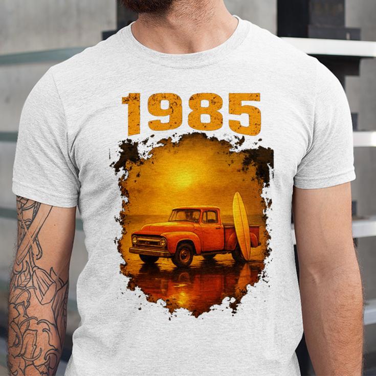 1985 Vintage Sunset Surf Truck Retro Beach Nostalgia Unisex Jersey T-Shirt 1985 Vintage Sunset Surf Truck Retro Beach Nostalgia Unisex Jersey T-Shirt