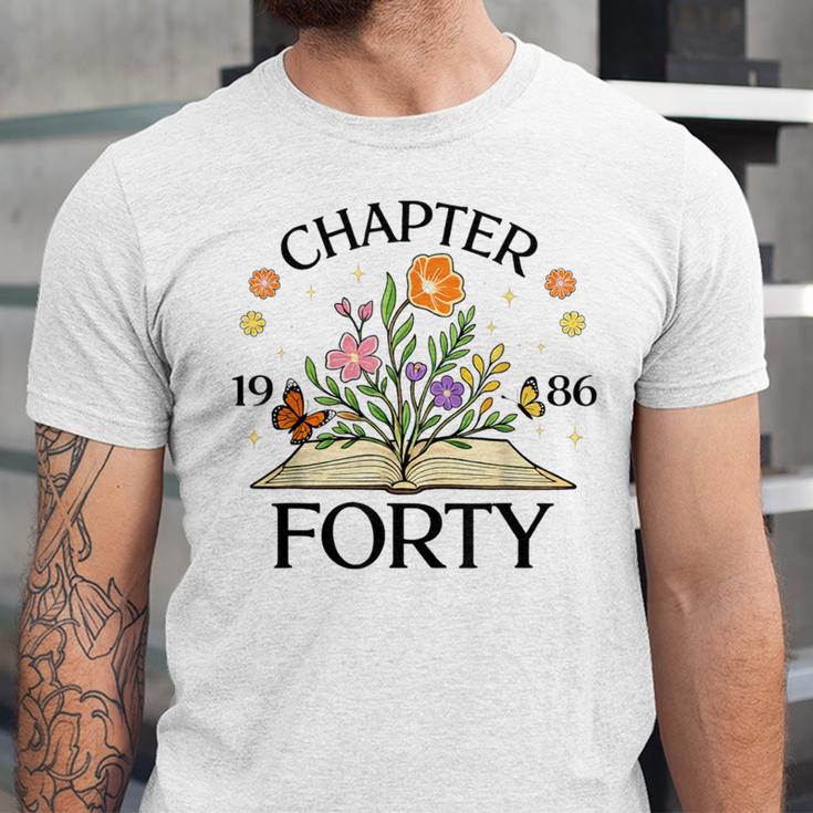 1986 Chapter Forty 40th Birthday Wildflower Book Unisex Jersey T-Shirt