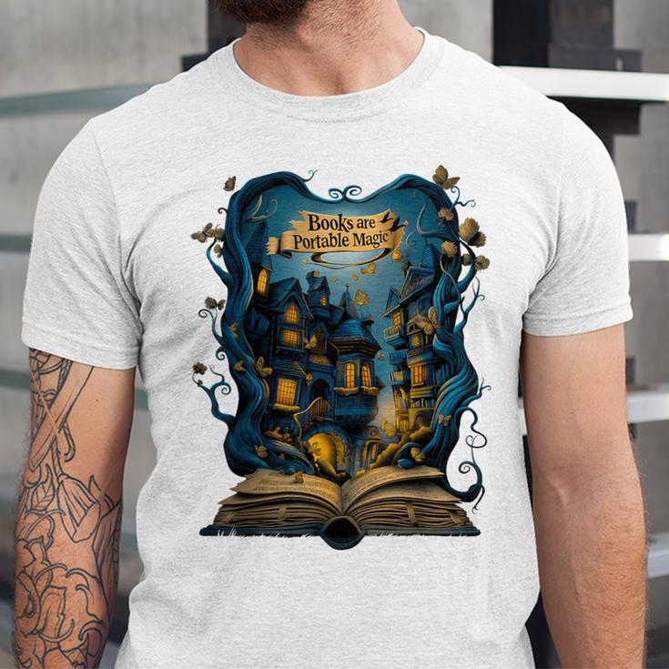 4 Books Are Portable Magic Bookish Reading Nerd Quote Unisex Jersey T-Shirt
