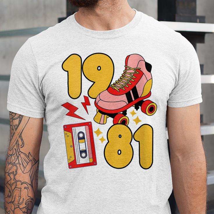 80s Vibes Mixed Tapes & Roller Skates 1981 Nostalgia Retro Unisex Jersey T-Shirt