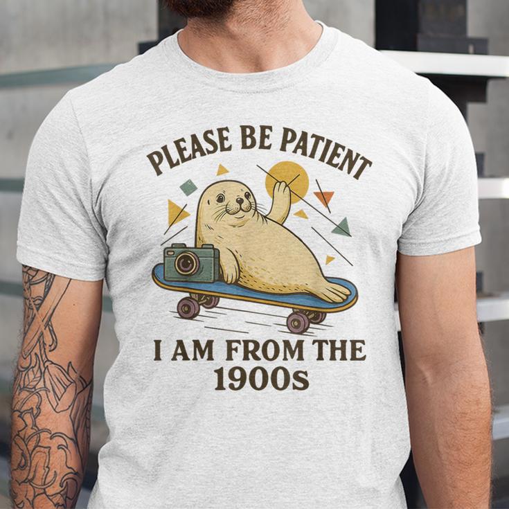 90s Manatee Humor Please Patient I'm From The 1900s Unisex Jersey T-Shirt 90s Manatee Humor Please Patient I'm From The 1900s Unisex Jersey T-Shirt
