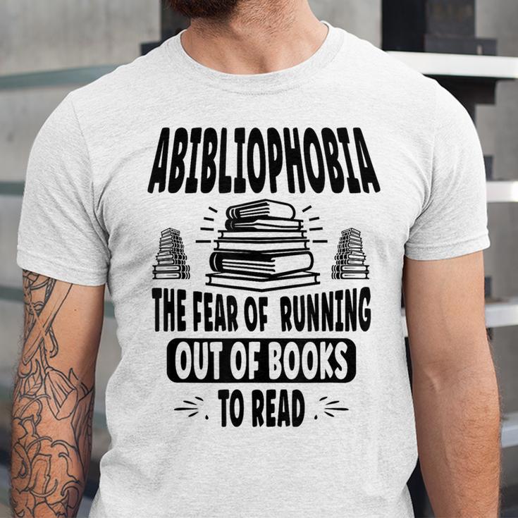 Abibliophobia Definition Book Reading Lover Fans Text Unisex Jersey T-Shirt