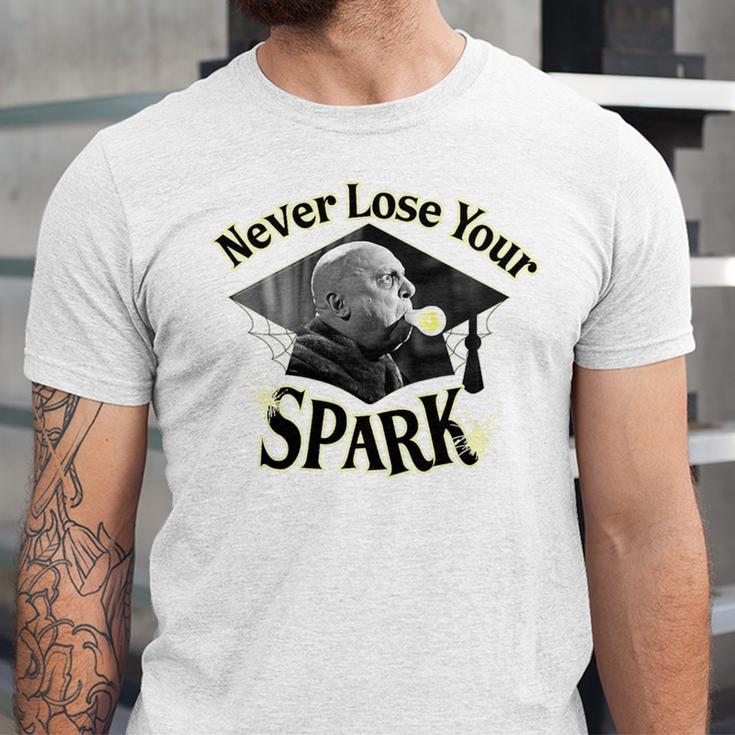 The Addams Family TV Series – Uncle Fester Graduation Spark Premium Unisex Jersey T-Shirt