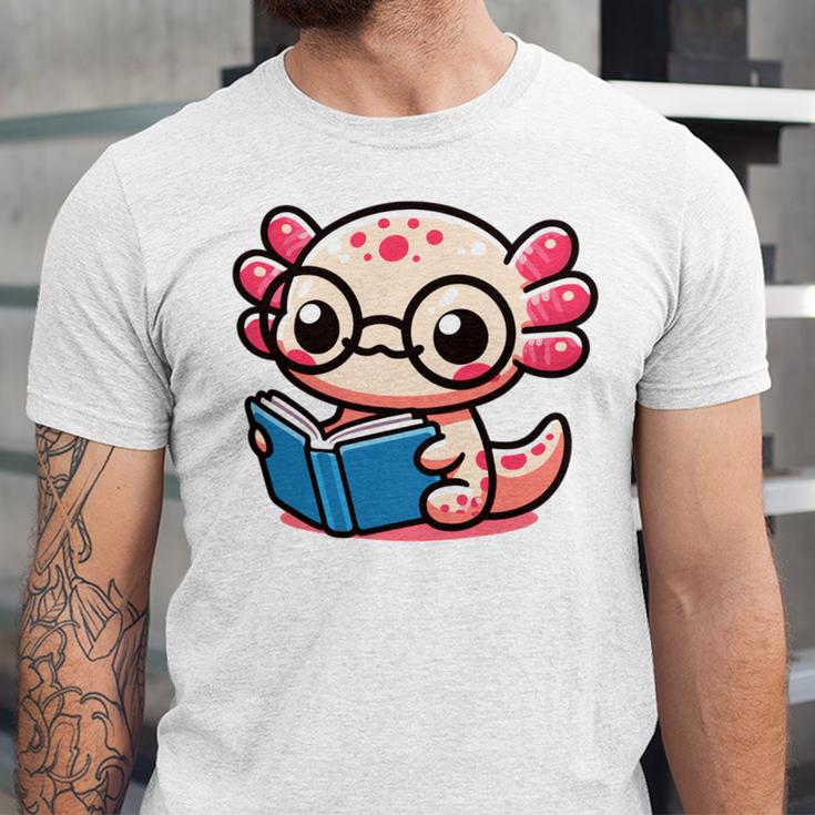 Adorable Book Lover Axolotl With Reading Glasses Cute Unisex Jersey T-Shirt Adorable Book Lover Axolotl With Reading Glasses Cute Unisex Jersey T-Shirt