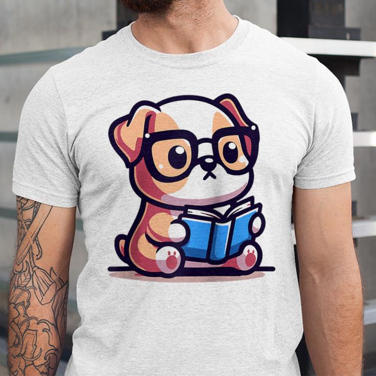 Adorable Book Lover Bulldog With Reading Glasses Cute Raglan Baseball Tee Unisex Jersey T-Shirt