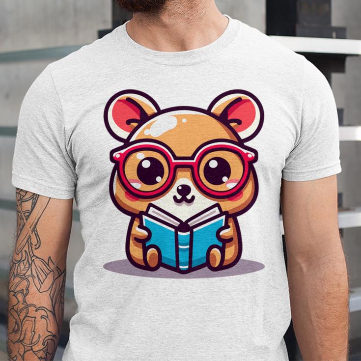 Adorable Book Lover Quokka With Reading Glasses Cute Unisex Jersey T-Shirt