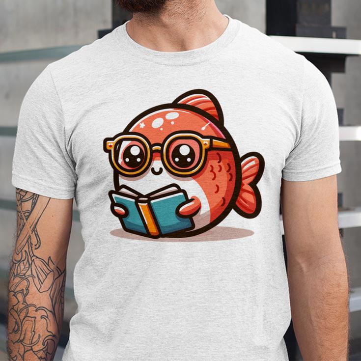 Adorable Book Lover Salmon With Reading Glasses Cute Unisex Jersey T-Shirt Adorable Book Lover Salmon With Reading Glasses Cute Unisex Jersey T-Shirt