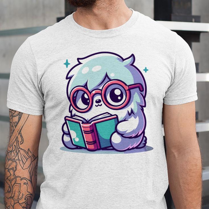 Adorable Book Lover Yeti With Reading Glasses Cute Unisex Jersey T-Shirt Adorable Book Lover Yeti With Reading Glasses Cute Unisex Jersey T-Shirt