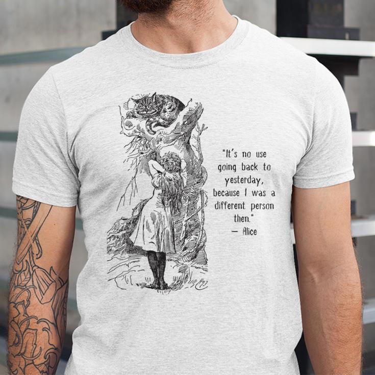 Alice Adventures Wonderland Vintage Book Quote Lewis Carrol Unisex Jersey T-Shirt