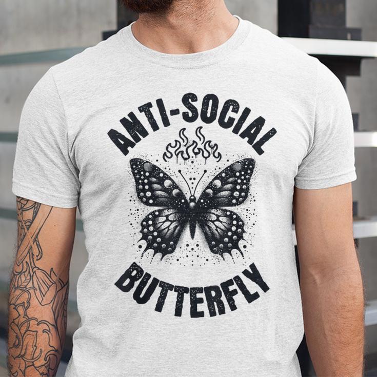 Anti-Social Butterfly Awkward Introvert Homebody Humor Unisex Jersey T-Shirt