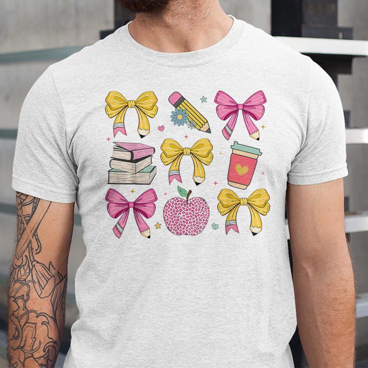 Apple Coquette Bow Books First Day Of School Back To School Unisex Jersey T-Shirt