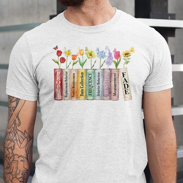 Applied Behavior Analysis Book Wildflower ABA RBT Therapist Premium Tri-Blend Unisex Jersey T-Shirt