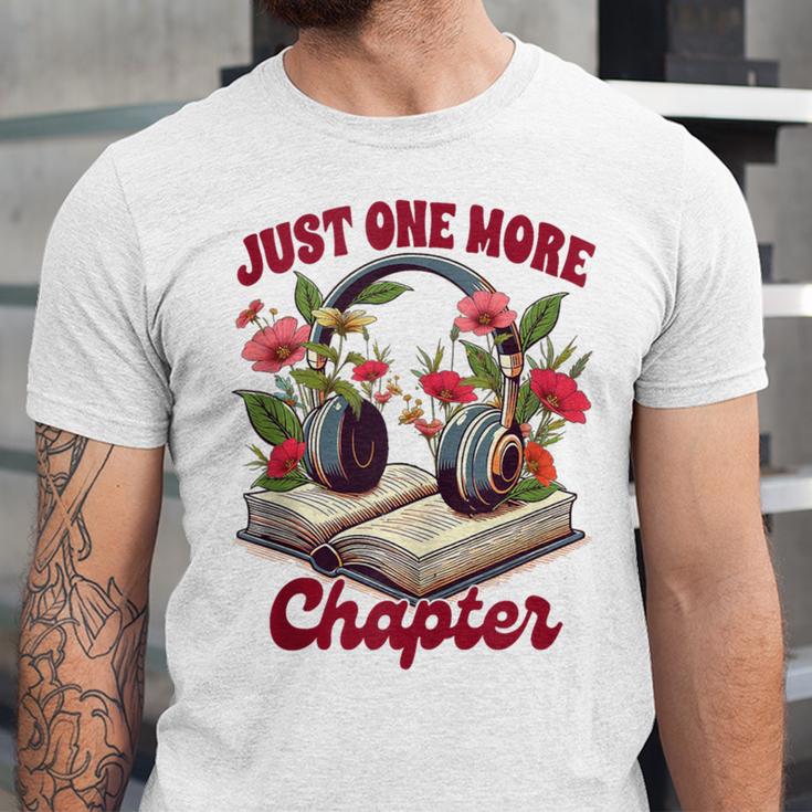 Audiobook Lover Bookish Headphones Just One More Chapter Unisex Jersey T-Shirt