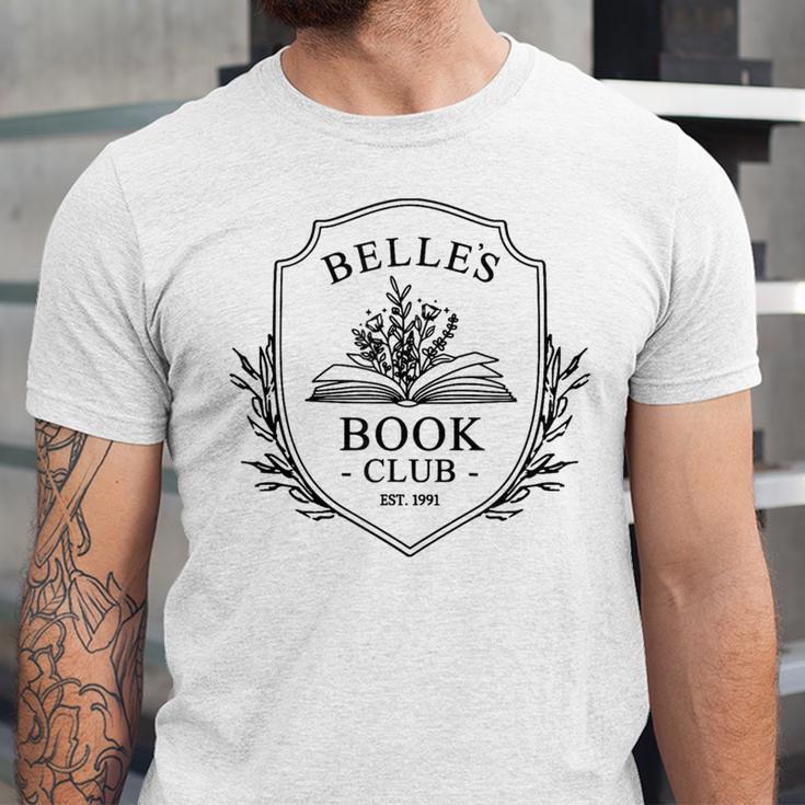 Belle's Book Club Est 1991 Belle's Book Shop Unisex Jersey T-Shirt Belle's Book Club Est 1991 Belle's Book Shop Unisex Jersey T-Shirt