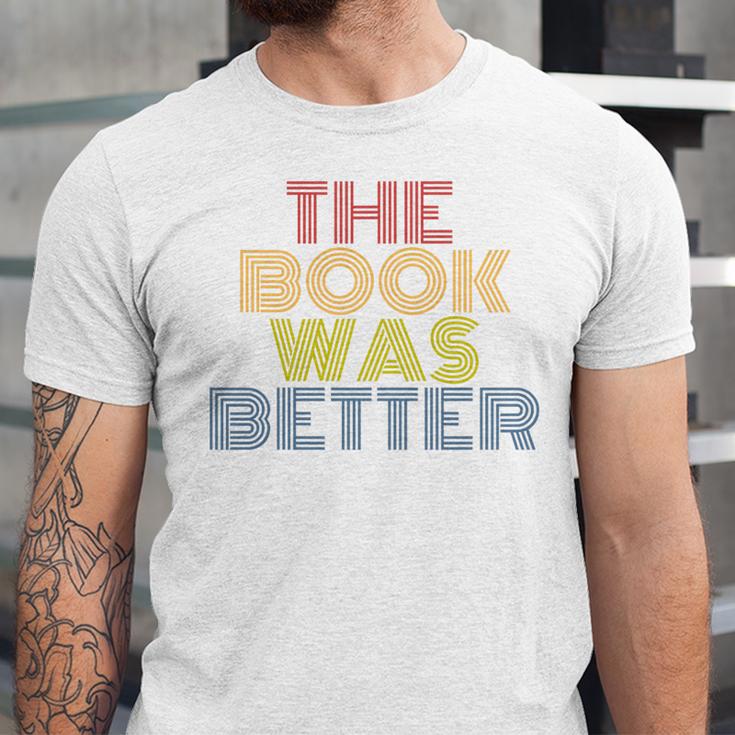 The Book Was Better Retro 70s Vintage Premium Tri-Blend Unisex Jersey T-Shirt