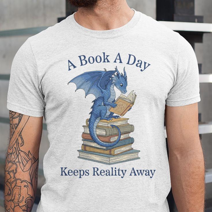 A Book A Day Keeps Reality Away Premium Tri-Blend Unisex Jersey T-Shirt