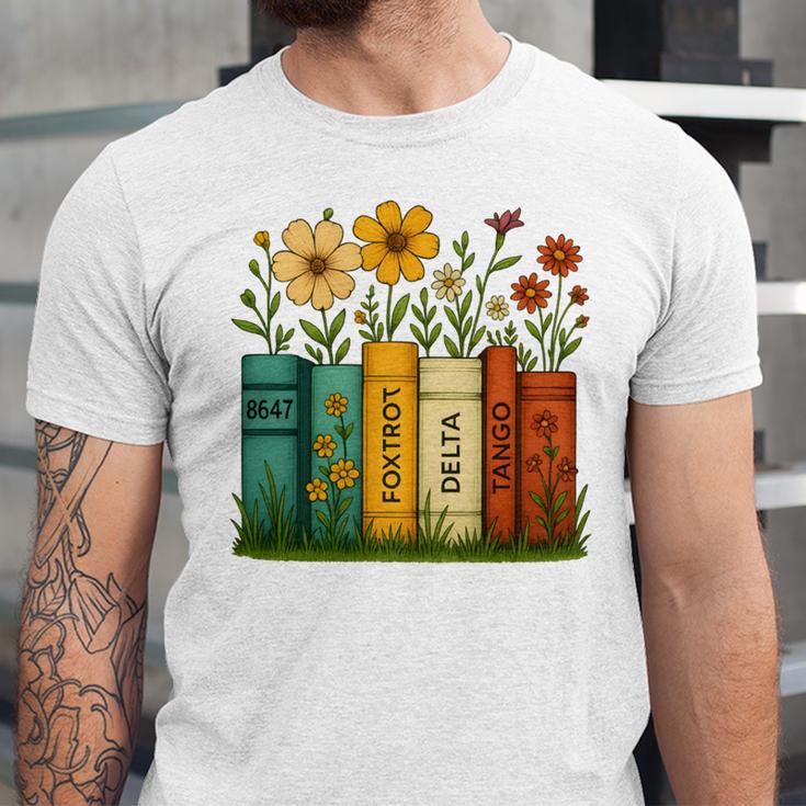 Book Flower 8647 Foxtrots Deltas Tangos Unisex Jersey T-Shirt