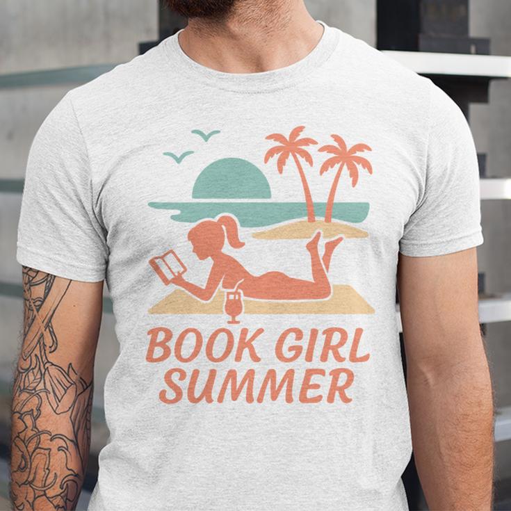 Book Girl Summer Book Reading Retro Sunset Unisex Jersey T-Shirt