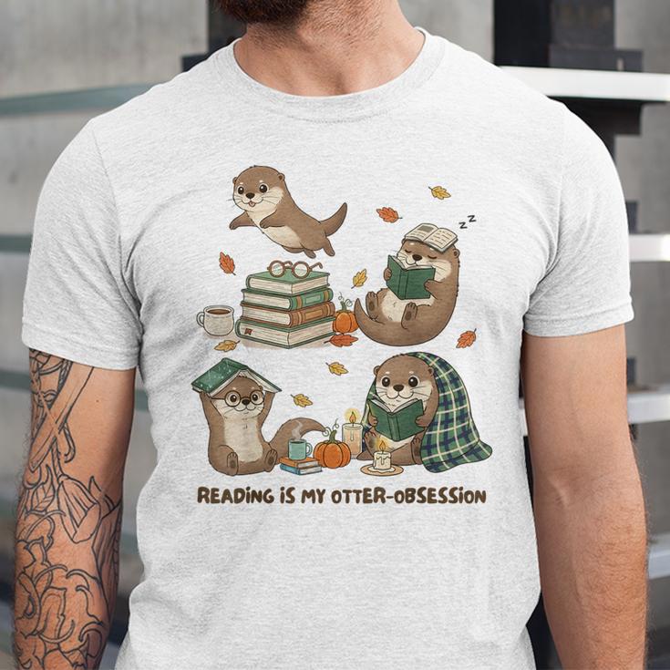 Book Lover Bookish Bookworm Reading Is My Otter-Obsession Unisex Jersey T-Shirt