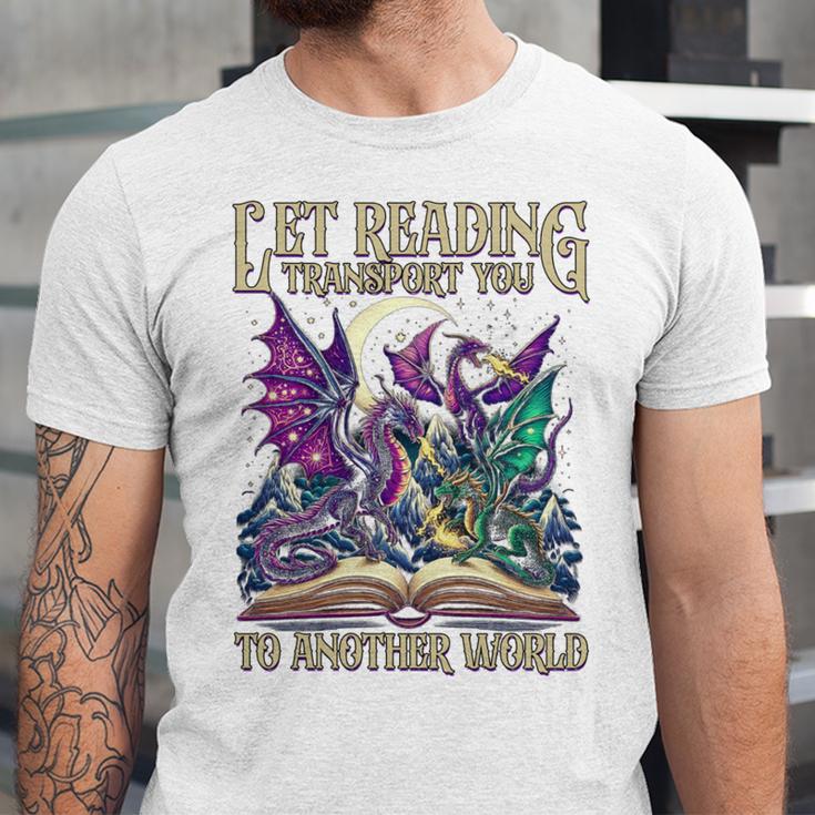 Book Lover Dragon Reading Transport You To Another World Unisex Jersey T-Shirt Book Lover Dragon Reading Transport You To Another World Unisex Jersey T-Shirt