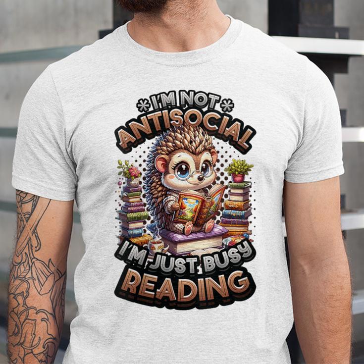 Book Lover Hedgehog Reading Books Introvert Bookworm Unisex Jersey T-Shirt