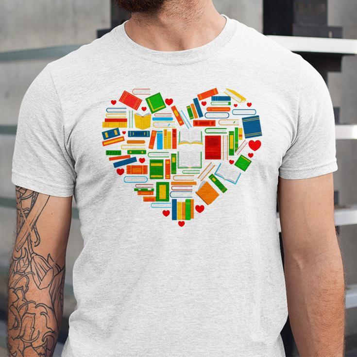 Book Lover Librarian Books Heart Valentine Unisex Jersey T-Shirt