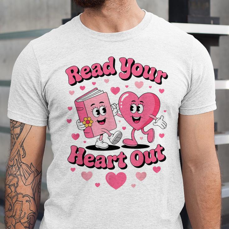 Book Lover Read Your Heart Out Teacher Kids Valentines Unisex Jersey T-Shirt