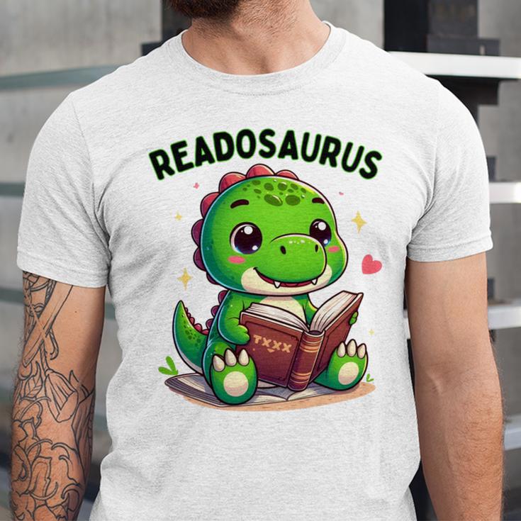 Book Lover Reading Dinosaur Readosaurus Library Unisex Jersey T-Shirt