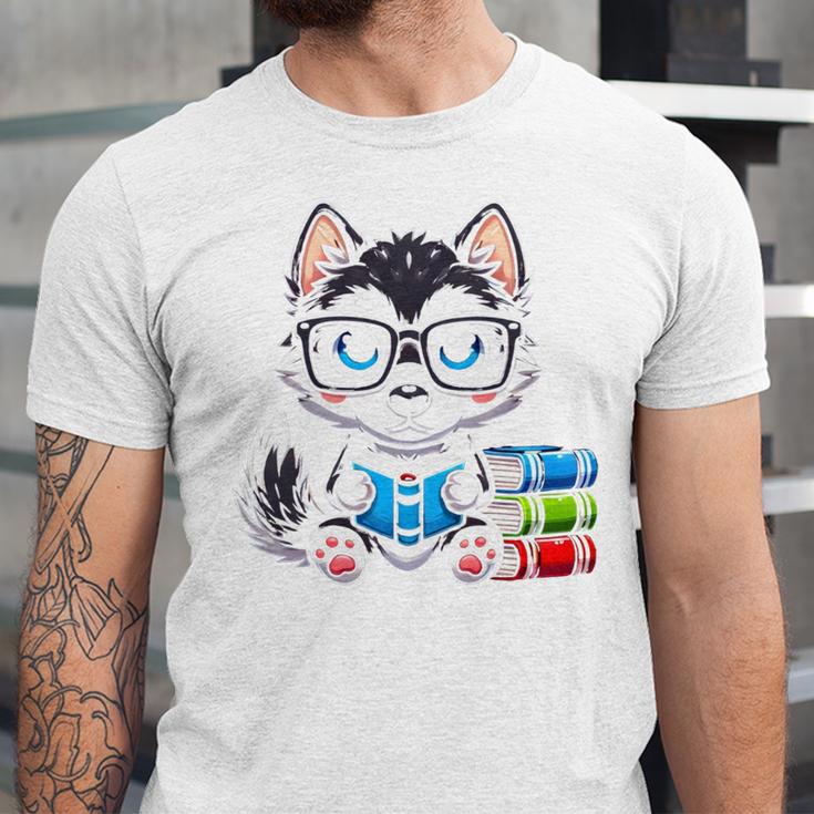 Book Lover Reading Husky Dog Unisex Jersey T-Shirt Book Lover Reading Husky Dog Unisex Jersey T-Shirt