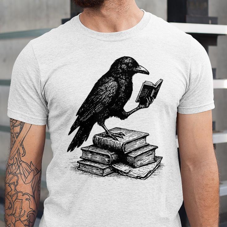 Book Raven Vintage Dark Academia Literature Reading Unisex Jersey T-Shirt Book Raven Vintage Dark Academia Literature Reading Unisex Jersey T-Shirt